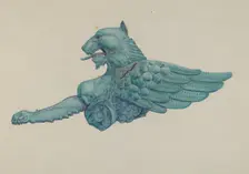 Ornamental Iron Griffon, 1935/1942. Creator: Harriette Gale