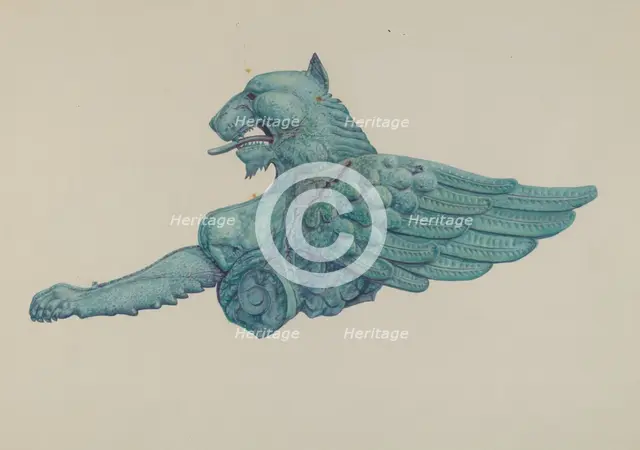 Ornamental Iron Griffon, 1935/1942. Creator: Harriette Gale.