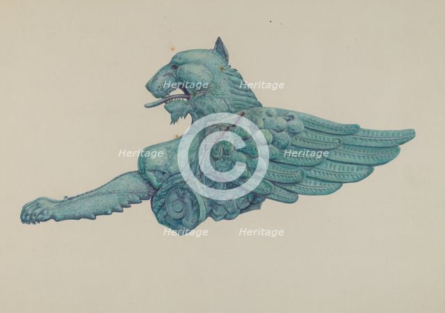 Ornamental Iron Griffon, 1935/1942. Creator: Harriette Gale.