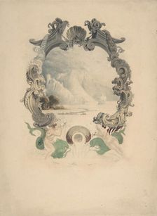 Ornamental marine cartouche, 19th century. Creator: Anon