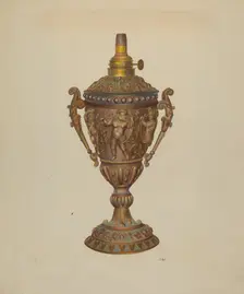 Ornamental Oil Lamp, c. 1940. Creator: Joseph L. Boyd