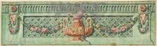 Ornamental Panel with Flaming Lamp and Floral Swags, 19th century. Creator: Anon
