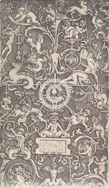 Ornamental Panel, ca. 1514-36. Creator: Agostino Veneziano.