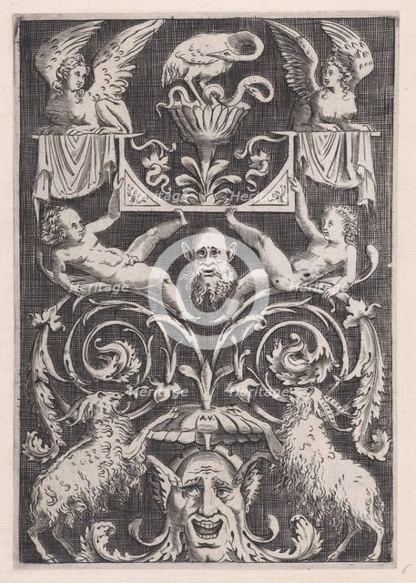 Ornamental Panel, ca. 1514-36. Creator: Agostino Veneziano.