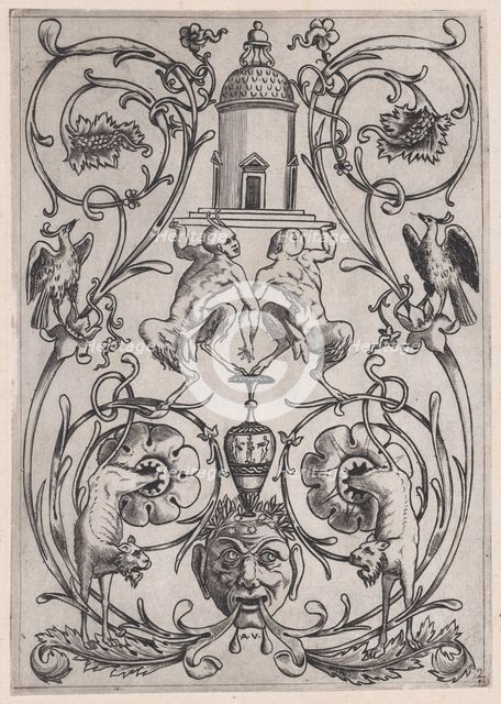 Ornamental Panel, ca. 1514-36. Creator: Agostino Veneziano.