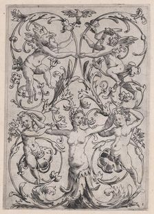 Ornamental Panel, ca. 1514-36. Creator: Agostino Veneziano