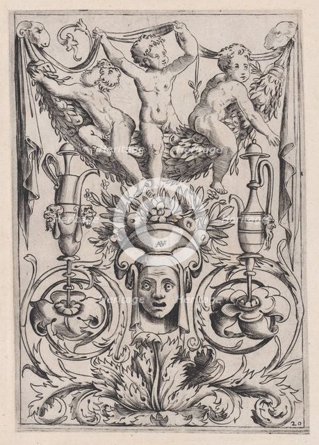 Ornamental Panel, ca. 1514-36. Creator: Agostino Veneziano.