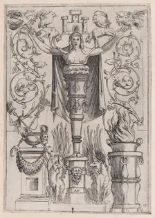 Ornamental Panel, ca. 1514-36. Creator: Agostino Veneziano