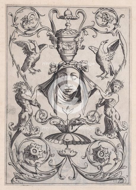 Ornamental Panel, ca. 1514-36. Creator: Agostino Veneziano.