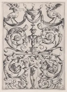 Ornamental Panel, ca. 1514-36. Creator: Agostino Veneziano