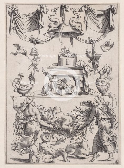 Ornamental Panel, ca. 1514-36. Creator: Agostino Veneziano.