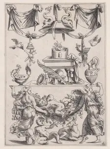 Ornamental Panel, ca. 1514-36. Creator: Agostino Veneziano
