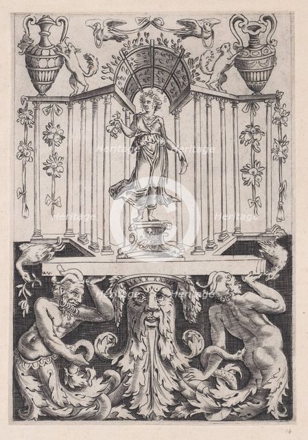 Ornamental Panel, ca. 1514-36. Creator: Agostino Veneziano.