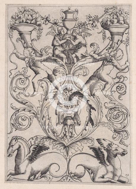 Ornamental Panel, ca. 1514-36. Creator: Agostino Veneziano.