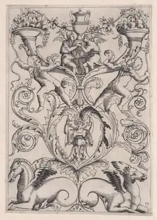 Ornamental Panel, ca. 1514-36. Creator: Agostino Veneziano