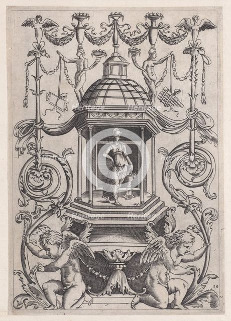 Ornamental Panel, ca. 1514-36. Creator: Agostino Veneziano.