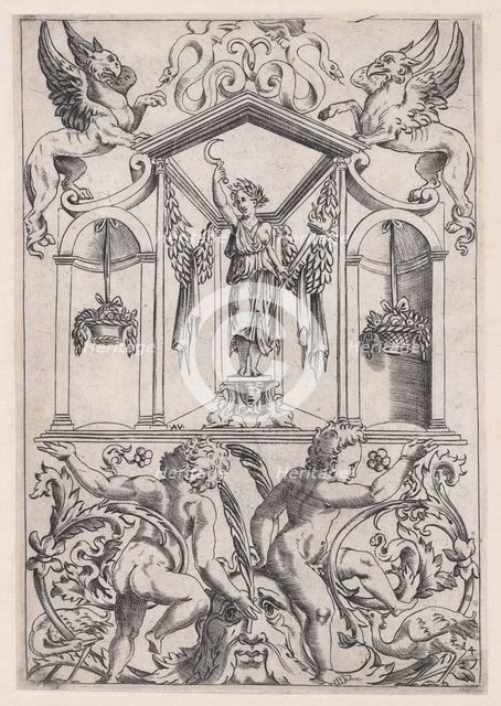 Ornamental Panel, ca. 1514-36. Creator: Agostino Veneziano.
