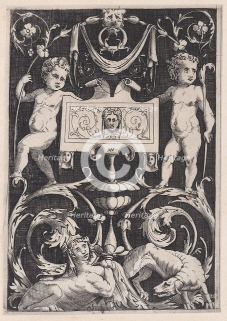 Ornamental Panel, ca. 1514-36. Creator: Agostino Veneziano.