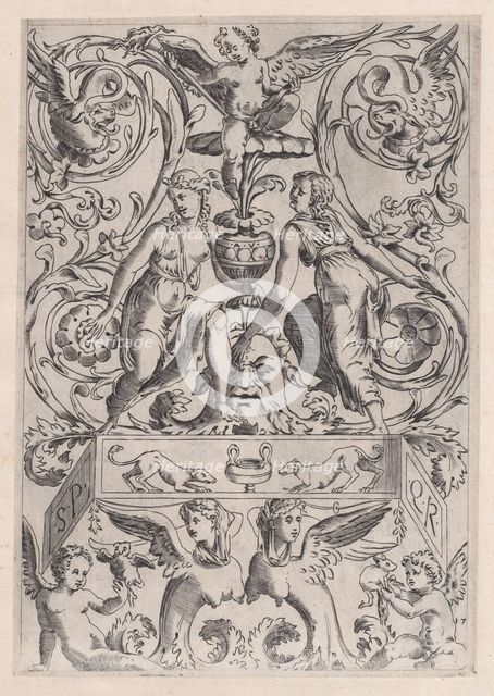 Ornamental Panel, ca. 1514-36. Creator: Agostino Veneziano.