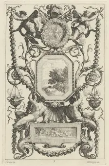 Ornamental Panel Surmounted by a Medallion with a Sacrifice, 1647. Creator: Michel Dorigny