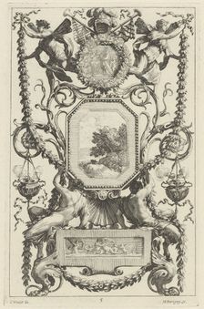 Ornamental Panel Surmounted by a Medallion with a Sacrifice, 1647. Creator: Michel Dorigny