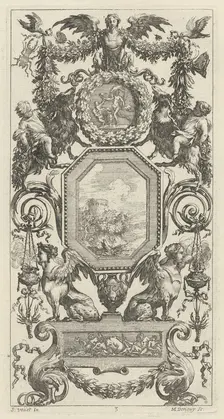 Ornamental Panel Surmounted by a Winged Harpy, 1647. Creator: Michel Dorigny