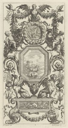 Ornamental Panel Surmounted by a Winged Harpy, 1647. Creator: Michel Dorigny