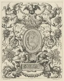 Ornamental Panel Surmounted by an Eagle and the Motto NATOS ET NOSTRA TUEMUR, 1647. Creator: Michel Dorigny