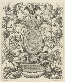 Ornamental Panel Surmounted by an Eagle and the Motto NATOS ET NOSTRA TUEMUR, 1647. Creator: Michel Dorigny