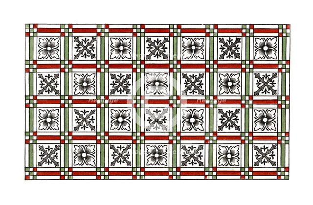 Ornamental pavement, 15th century, (1843).Artist: Henry Shaw