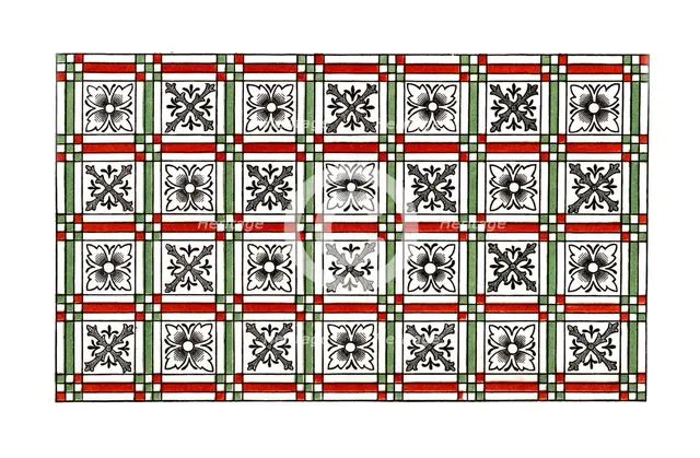 Ornamental pavement, 15th century, (1843).Artist: Henry Shaw
