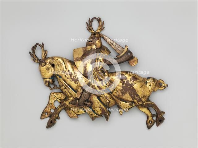 Ornamental Plaque of a Knight on Horseback, Western European, possibly British, ca. 1300. Creator: Unknown.