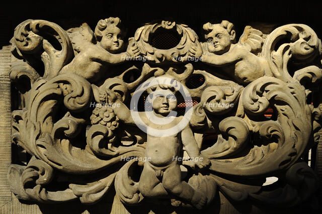 Ornamental relief at the entrance of a house, Piwna street, Gdansk, Poland, 2015. Creator: Unknown.