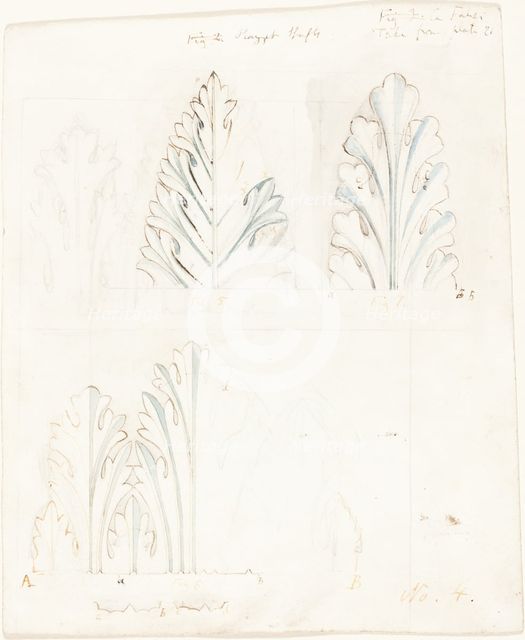 Ornamental Study with Acanthus Motif for "The Stones of Venice", 1849. Creator: John Ruskin.