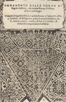 Ornamento nobile...Fatta da Lucretia Romana (Libro V of the Corona), page 2 (recto), 1620. Creator: Cesare Vecellio
