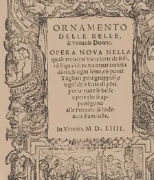 Ornamento delle belle & virtuose donne, title page (recto), 1554. Creator: Matteo Pagano