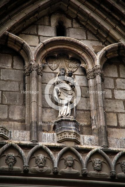 Ornaments over the main entrance to the  Church of Santa Maria del Pi, Barcelona, Spain, 2007. Artist: Samuel Magal