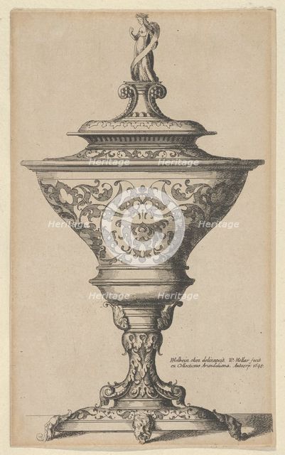 Ornate goblet on feet of masks, 1645., 1645. Creator: Wenceslaus Hollar.