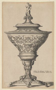 Ornate goblet on feet of masks, 1645., 1645. Creator: Wenceslaus Hollar