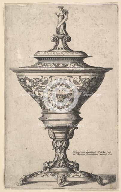 Ornate goblet on feet of masks, 1645. Creator: Wenceslaus Hollar.