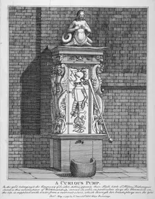 Ornate water pump in the yard at Leathersellers Hall, Little St Helen's, City of London, 1791. Artist: John Thomas Smith