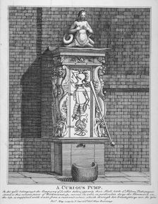 Ornate water pump in the yard at Leathersellers Hall, Little St Helen's, City of London, 1791. Artist: John Thomas Smith