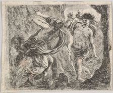 Orpheus and Eurydice, from Game of Mythology (Jeu de la Mythologie), 1644. Creator: Stefano della Bella