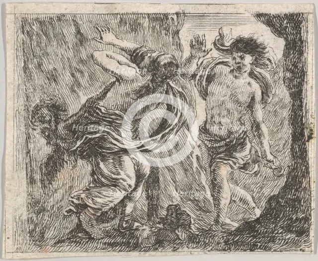 Orpheus and Eurydice, from 'Game of Mythology' (Jeu de la Mythologie), 1644. Creator: Stefano della Bella.