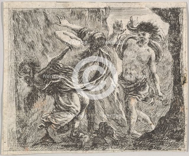Orpheus and Eurydice, from 'Game of Mythology' (Jeu de la Mythologie), 1644. Creator: Stefano della Bella.