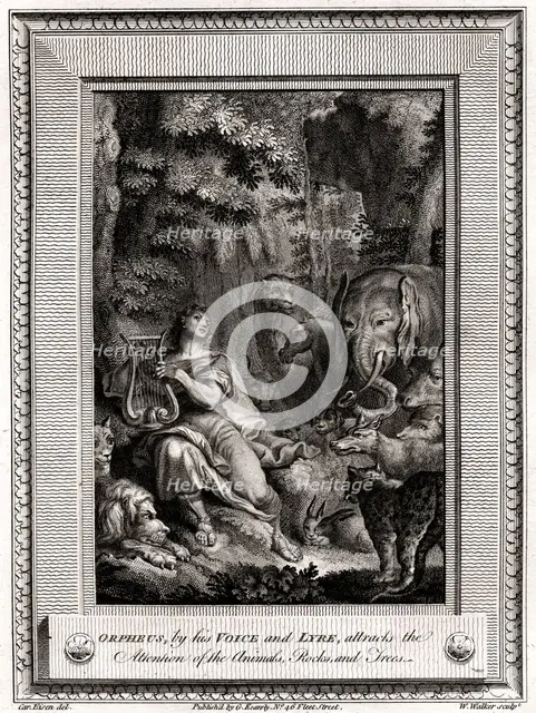 'Orpheus, by his Voice and Lyre, attracts the attention of the Animals, Rocks and Trees', 1774.Artist: W Walker