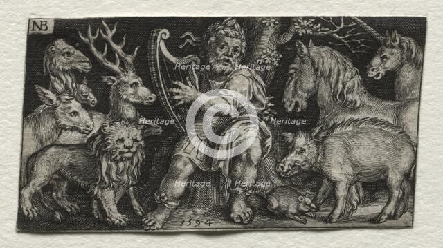 Orpheus Charming the Animals, 1594. Creator: Nicolaes de Bruyn (Netherlandish, 1571-1656); A. van Londerseel.