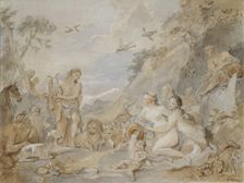 Orpheus Charming the Nymphs, Dryads, and Animals, 1757. Creator: Charles-Joseph Natoire