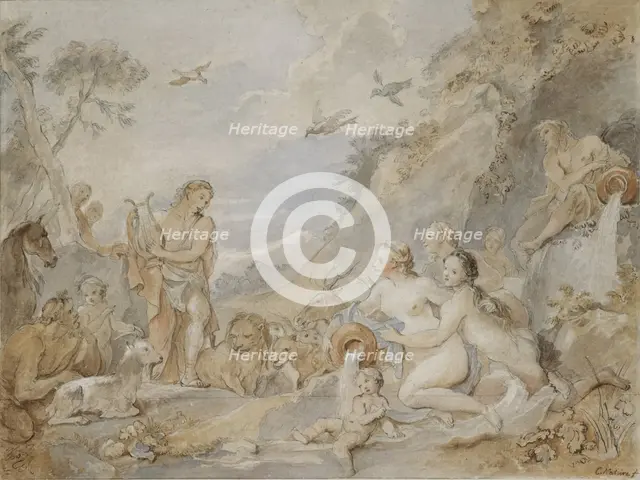 Orpheus Charming the Nymphs, Dryads, and Animals, 1757. Creator: Charles-Joseph Natoire.