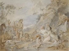 Orpheus Charming the Nymphs, Dryads, and Animals, 1757. Creator: Charles-Joseph Natoire